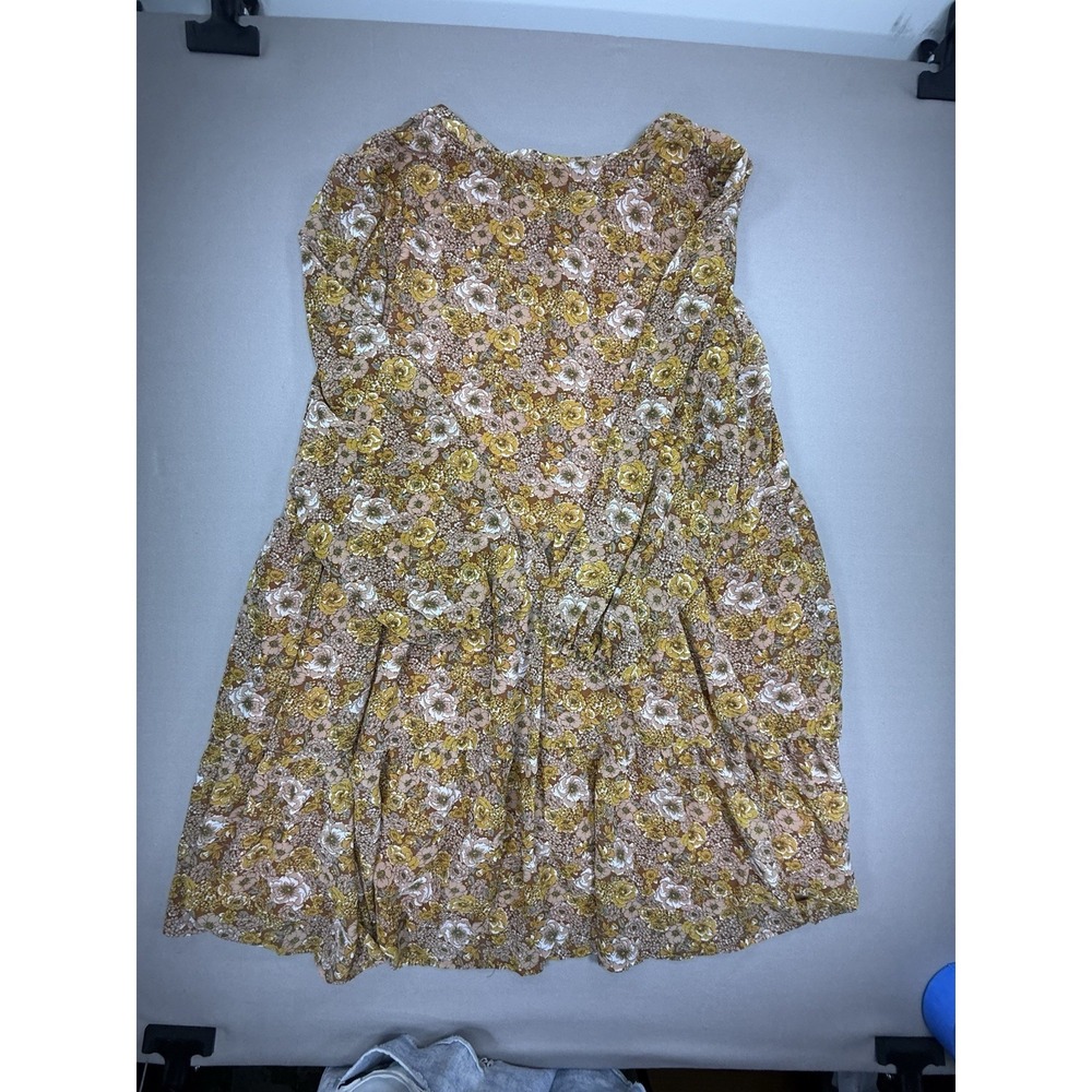 Indigo Soul Dress Women's 2XL Brown Yellow Floral Boho Short Babydoll Hippie - Picture 12 of 13